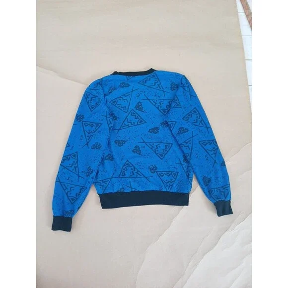 Vintage 90s Directions By Block Sweatshirt Womens S Blue Pizza Print *flaw - Picture 8 of 8